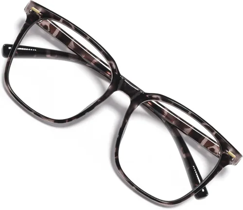 Miniatura 15 de Oversized Square Blue Light Blocking Glasses for Women Men, Anti-Fatigue Computer Monitor Glasses Reduce Eye Strain Negro+marrón transparente