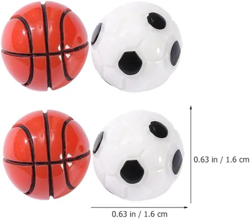 Miniatura 6 de Toddmomy 20 pelotas deportivas en miniatura, mini pelotas de fútbol y baloncesto de resina de 0.6 pulgadas para accesorios de casa de muñecas