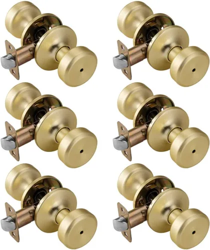 Miniatura 10 de Paquete de 6 pomos de puerta negros con roseta cuadrada, pomos de puerta Pismo con cerradura, manijas de puerta de privacidad interior para baño