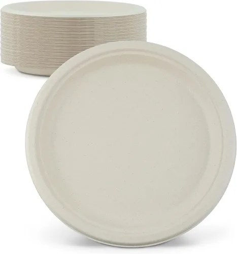 Miniatura 14 de Green Earth, Platos compostables de 12 pulgadas, 125 unidades, fibras de bambú naturales, vajilla diaria – Biodegradable, desechable, forma ovalada