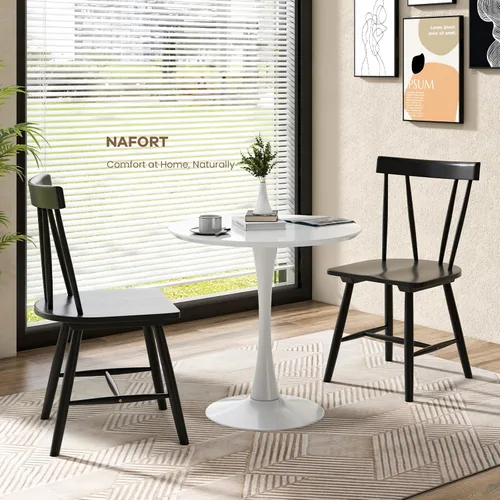 Miniatura 2 de NAFORT Juego de 2 sillas de comedor de madera, sillas Windsor modernas con respaldo de eje alto, asiento contorneado grande, carga máxima de 330