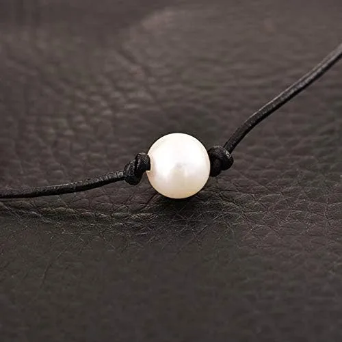Miniatura 9 de MJartoria Collar negro de la gargantilla de la perla del cordón de la PU de la perla del collar