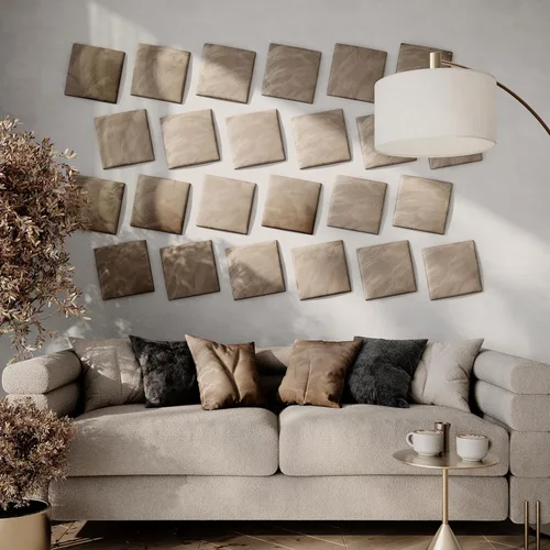 Miniatura 28 de Paneles de arte acústicos decorativos de terciopelo suave para pared, azulejos absorbentes e insonorizantes ecoamortiguadores, tablones suaves Blanco