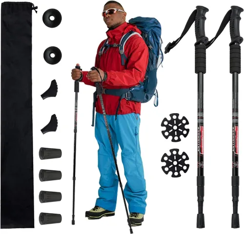 Miniatura 9 de Aihoye Bastones de trekking con absorción de golpes, ajustables, para senderismo o senderismo, plegable, fuerte, paquete de 2 piezas, bastón ligero