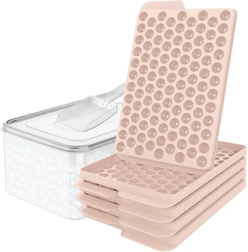 Miniatura 7 de WIBIMEN Bandejas Mini para Cubitos de Hielo, Bandejas Pequeñas y Redondas de Hielo en Forma de Guijarro Triturado para Congelador con Tapa - Para
