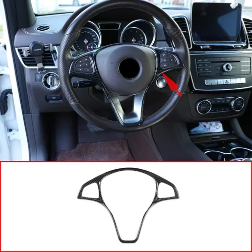 Marco Decorativo de Volante de Coche ABS 1 pieza para Mercedes benz Clase C E GLC CLA GLA W205 W213 X253 C117 X156 2015-2018 (Fibra de Carbono)