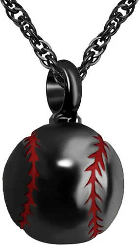 abooxiu Collar de urna de béisbol para cenizas de acero inoxidable con colgante conmemorativo, colgante de cenizas humanas, para mujeres y hombres