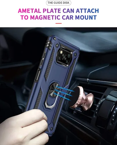 Miniatura 6 de Funda para Xiaomi POCO X3 NFC /X3 Pro con protector de pantalla, armadura de protección militar híbrida resistente a prueba de golpes, funda Azul