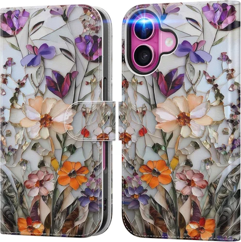 Miniatura 24 de DEENAKIN Funda tipo cartera para iPhone 15 con tarjetero + clip para efectivo, bloqueo RFID, protección contra caídas de grado militar y obras