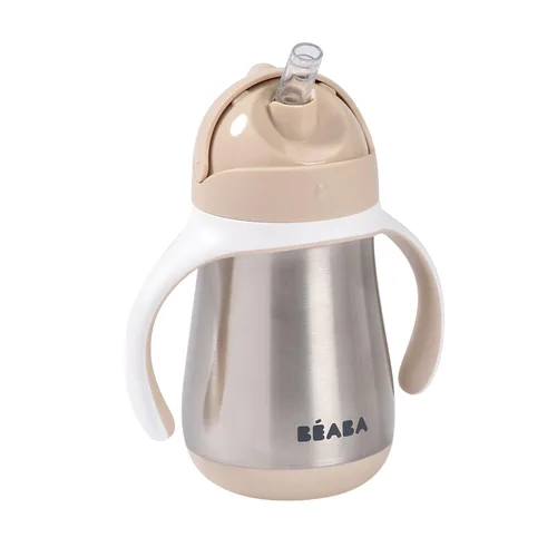 Miniatura 11 de BEABA - Vaso para sorber con popote de acero inoxidable, vasos aislados a prueba de derrames con asas extraíbles, fabricado con acero inoxidable