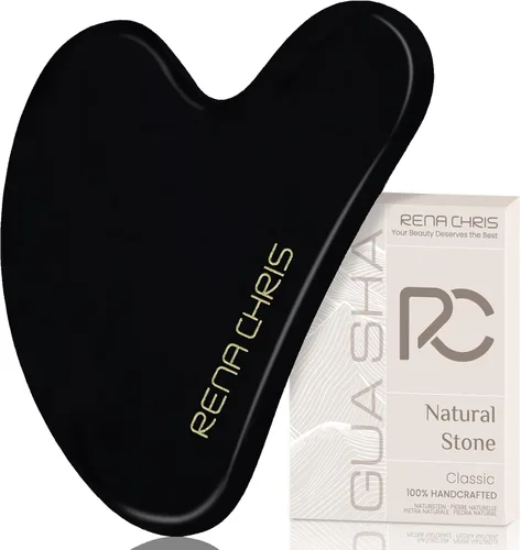 Rena Chris Herramientas Gua Sha Faciales: Herramienta Guasha Natural de Obsidiana para Terapia de Acupuntura Facial, Masajador Facial para Esculpir