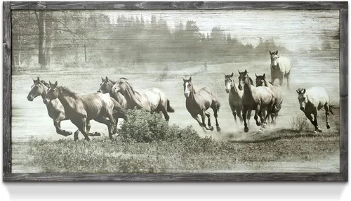 Miniatura 10 de artopia Arte de Pared de Granja de Caballo de Madera: Decoración de Caballo Gris Rústico de Granja Pintura de Retrato de Vida Silvestre