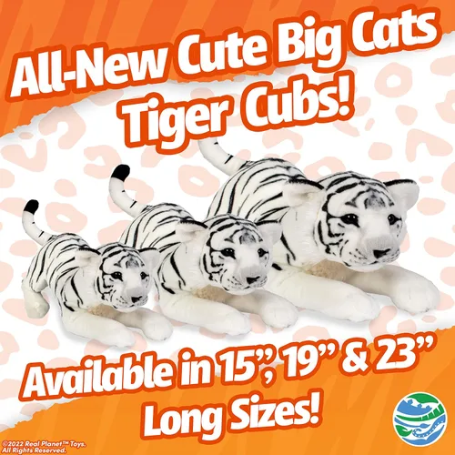 Miniatura 2 de Real Planet Peluche de cachorro de tigre blanco de 19 pulgadas, lindo cachorro de tigre