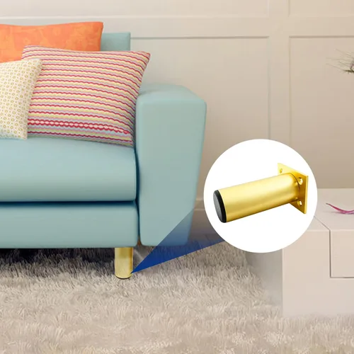 Miniatura 6 de Juego de 4 patas de muebles de aleación de aluminio de 4.7 pulgadas de altura, 1.5 pulgadas de diámetro, patas ajustables para gabinete, patas Dorado