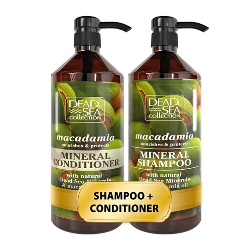 Conjunto de champú y acondicionador Dead Sea Collection con aceite de macadamia – Productos hidratantes y suavizantes para el cabello con minerales
