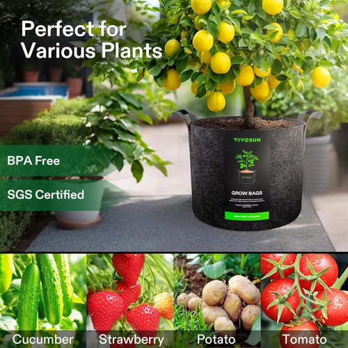 Miniatura 7 de VIVOSUN 1 bolsa de cultivo de 50 galones, maceta de tela con asas para cultivar verduras y plantas