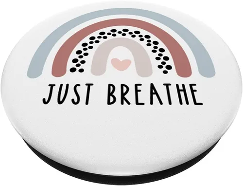 Miniatura 2 de Boho Boho Rainbow Heart Just Breathe Cotizaciones inspiradoras PopSockets intercambiables PopGrip