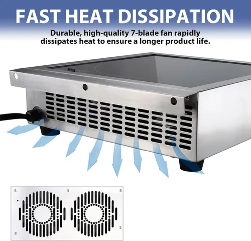 Miniatura 7 de Placa de inducción comercial, quemador eléctrico portátil para encimera con sensor táctil y pantalla LCD (1800 W/120 V), cocina de inducción