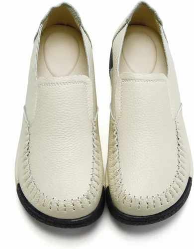 Miniatura 15 de UZB Mocasines de cuero sin cordones para mujer, cómodos zapatos de plataforma casuales