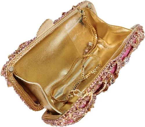Miniatura 6 de Boutique De FGG Elegante flor mujer cristal noche embrague bolsos boda fiesta nupcial Rhinestone bolso monedero