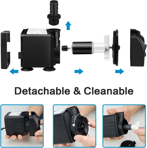 Miniatura 6 de Jhua Bomba de fuente de agua sumergible de 300 GPH (1100 L/H, 21 W), bombas de fuente ultra silenciosas sumergibles para exteriores con cable