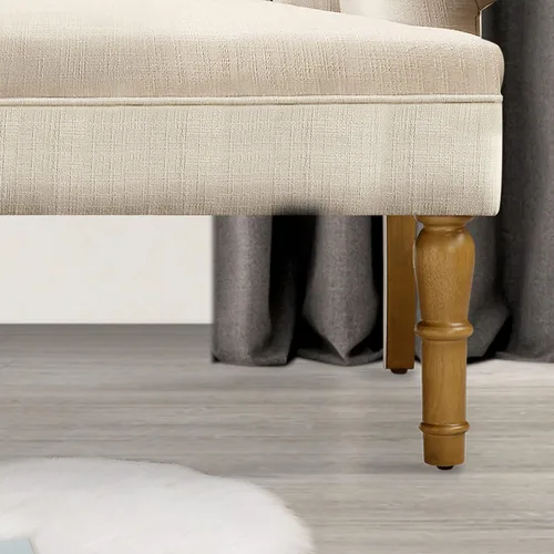 Miniatura 3 de Rosevera Sofá de dos plazas para sala de estar, lino, beige clásico