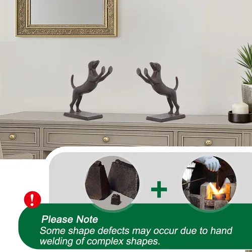 Miniatura 6 de Sujetalibros decorativos para perros, extremos únicos de hierro fundido con forma de animal para guardar libros resistentes, para decoración
