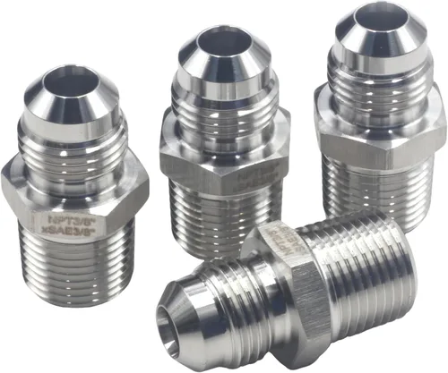 Miniatura 7 de HFS (R) 3/8" NPT macho a 1/4" SAE Macho Flare Tubing Adapter Manguera Conector Accesorios de tubería de acero inoxidable 304 (3/8" MNPT x 1/4" MSAE)