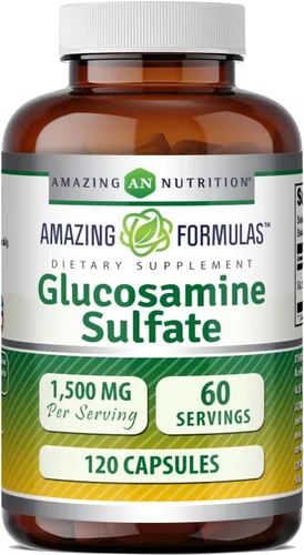 Amazing Formulas Suplemento de sulfato de glucosamina | 1500 mg por porción | 120 cápsulas | Sin OMG | Sin gluten | Fabricado en Estados Unidos