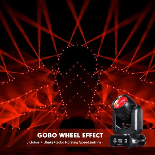 Miniatura 7 de Luz de cabeza móvil de 150 W, luces de escenario, 8 gobos, 8 colores, 12 canales, focos de haz de 18 caras, prisma DMX 512 con activación por sonido