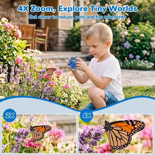 Miniatura 4 de PROGRACE Cámara impermeable para niños, cumpleaños para niños de 3 a 12 años, cámara de video submarina HD 1080P para niños, juguetes de piscina