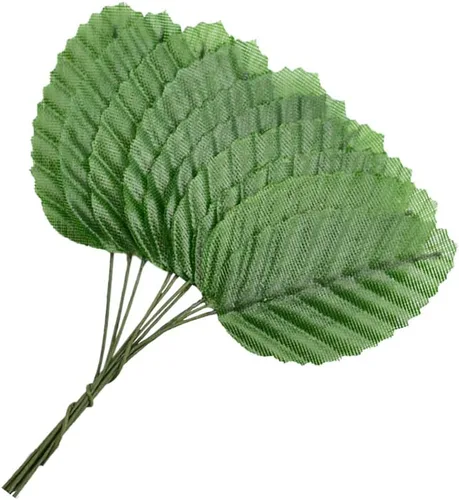 Hojas verdes artificiales de seda, falsas hojas de una sola hoja para manualidades, álbumes de recortes, arreglos florales, hogar, cocina, boda,