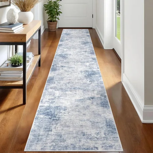 Miniatura 330 de IOHOUZE Alfombra pequeña abstracta de 2 x 3 pies, alfombra de entrada lavable para entrada interior, alfombras con respaldo de goma, alfombra gris