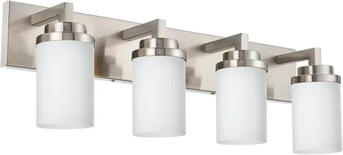 Miniatura 13 de TODOLUZ Lámpara de baño de 3 luces con pantallas de vidrio blanco ópalo, iluminación moderna de baño sobre espejo de níquel cepillado para cocina