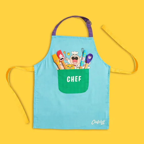 Miniatura 7 de Kids Apron, Chefclub, 100% Cotton - Cooking & Baking Apron for Children - with Pocket, Adjustable Neck Strap, Waist Tie Azul