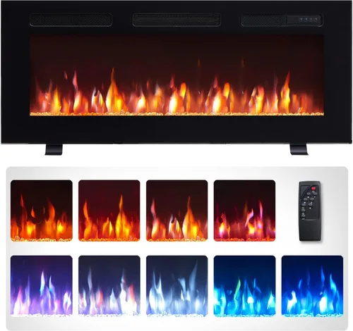 Miniatura 7 de Efiretric® Grace - Chimenea eléctrica 3 en 1 de 50 pulgadas de ancho (EF451), independiente, montada en la pared, empotrada, efecto de llama de 9