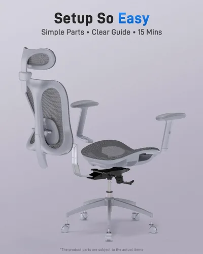 Miniatura 6 de amseatec Silla ergonómica de escritorio de oficina, cómoda silla de juegos para computadora, respaldo y asiento de malla transpirable, reposabrazos