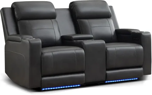 Miniatura 13 de Sofá biplaza reclinable eléctrico con consola, sofá biplaza reclinable de doble motor con reposacabezas eléctrico/carga inalámbrica/luz
