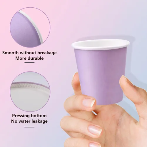 Miniatura 3 de Paquete de 150 vasos de papel morados de 3 onzas, tazas de enjuague bucal, vasos de baño desechables, vasos de papel pequeños de 3 onzas, ideales