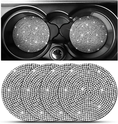 Miniatura 13 de Osilly – Portavasos para auto con brillantes, 2 unidades, diamantes de imitación, antideslizantes, portavasos universales de 2.75 pulgadas