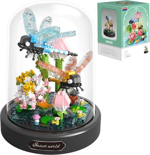Miniatura 7 de Juego de construcción de bonsái de plantas de insectos, conjunto de mini animales amigos para adultos, regalo de colección de insectos para niños