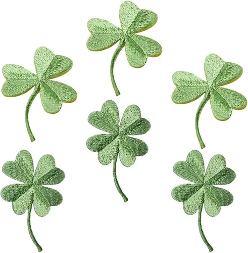 EXCEART Tréboles bordados de cuatro hojas, parches para planchar, tréboles verdes, apliques de tréboles irlandeses para bricolaje, mochilas, jeans,