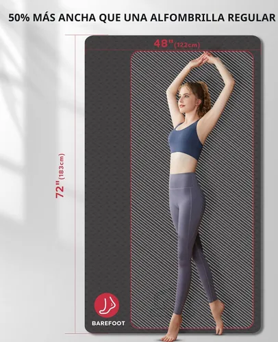 Miniatura 2 de HAPBEAR Tapete de yoga extra grande de 2.835 x 1.890 x 0.236 in (1/4 pulgadas), antideslizante, duradero, grueso y ancho para entrenamientos