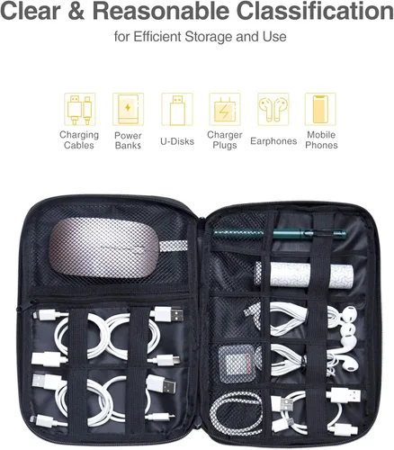 Miniatura 3 de Luxtude Bolsa organizadora de cables, bolsa organizadora de cables de viaje, organizador electrónico de viaje para cargadores y cables, bolsa