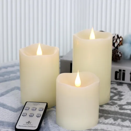 Miniatura 7 de TECHLONG Velas sin llama que funcionan con pilas con temporizador, llama móvil 3D parpadeante, duran más de 600 horas, velas LED eléctricas de cera