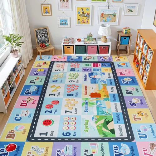 Miniatura 10 de Alfombra ABC infantil para sala de juegos, alfombra del alfabeto para el aula, alfombra lavable para habitación de bebé, sala de juegos, dormitorio