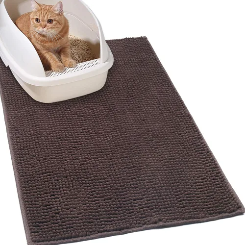 Miniatura 10 de VIVAGLORY Tapete de arena para gatos, agarre suave, tapete para atrapar arena, alfombra fangosa para interiores y pisos, lavable a máquina, fácil
