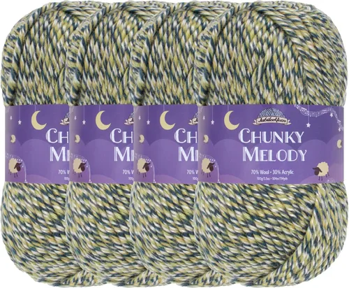 Miniatura 18 de JubileeYarn Chunky Melody - Hilo para tejer 100g/madeja, mezcla de lana gruesa, color maíz naranja - 2 madejas 15 Maíz Naranja
