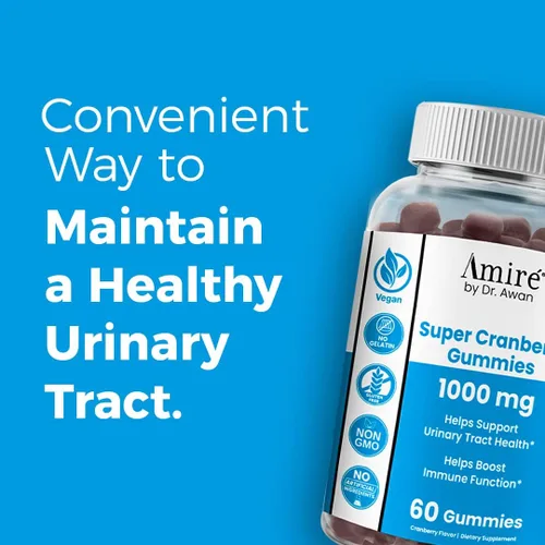 Miniatura 4 de Amire by Dr. Awan Super Cranberry Gomitas ayudan a apoyar la salud del tracto urinario, ayuda a aumentar la función inmunológica, masticables