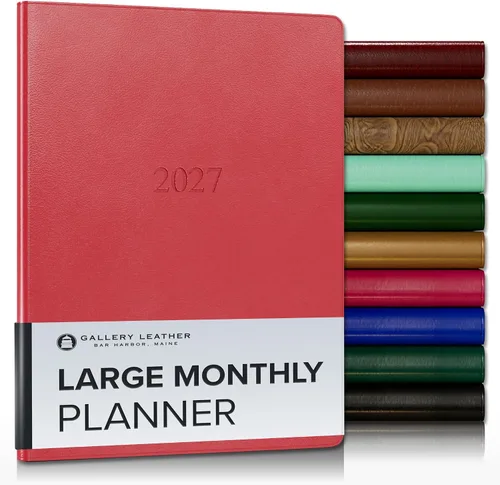 Miniatura 71 de Gallery Leather Agenda Mensual Grande 2025-2026, Elegantemente Encuadernada Planificador de Calendario y Cuaderno con Elegantes Bordes Dorados, 18